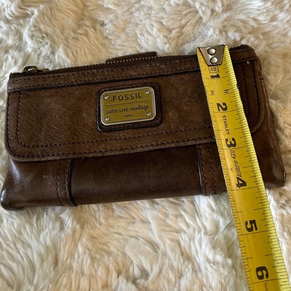 VTG FOSSIL BROWN LAMBS LEATHER WALLET - Picture 6 of 13